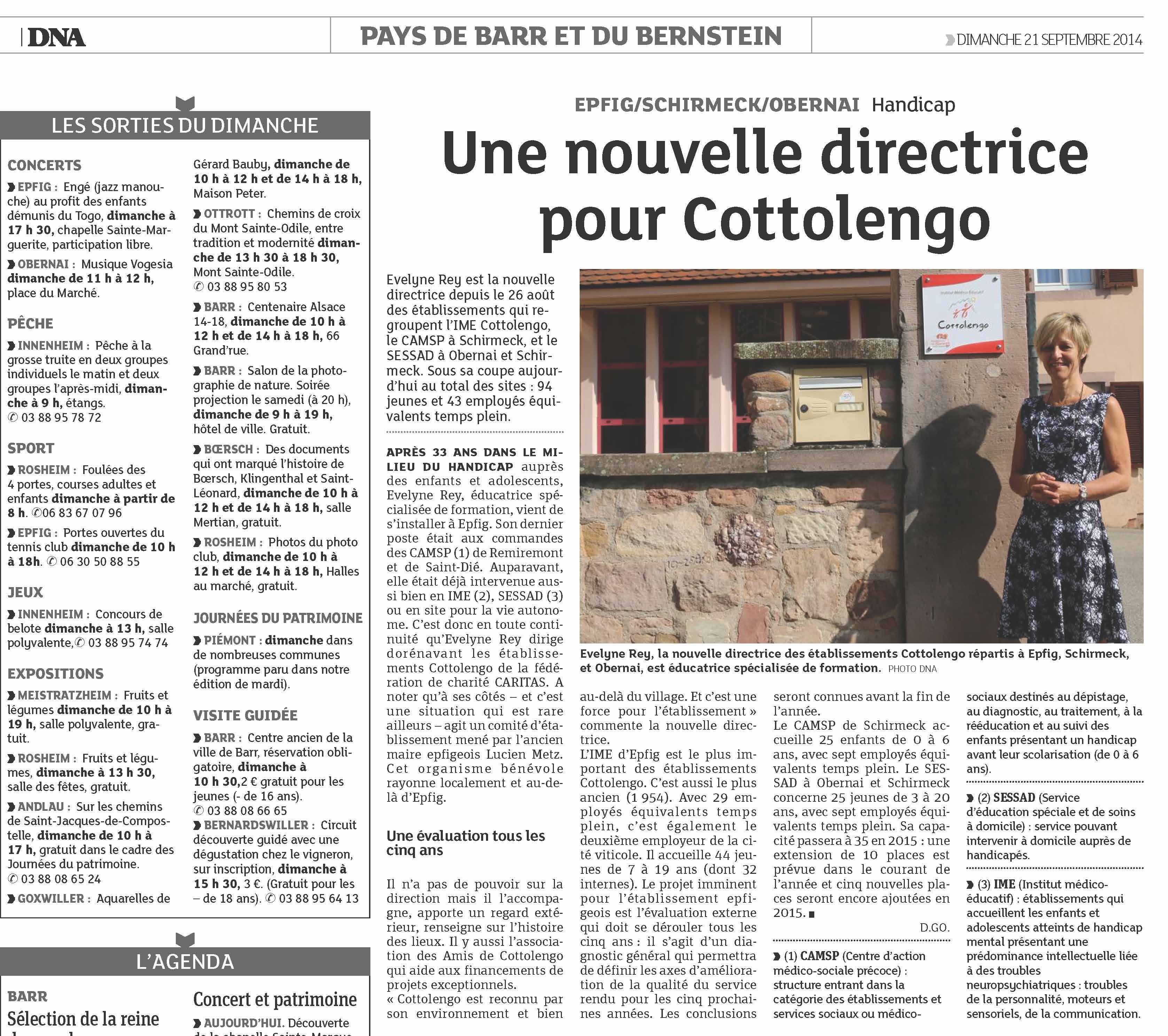 DNA 140921 Cottolengo nouvelle directrice